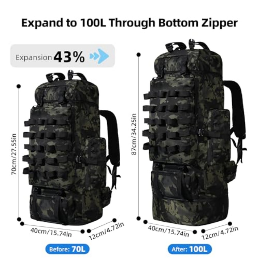 70L/100L Camping Hiking Backpa - Rain Cover Backpack recensione e prezzo