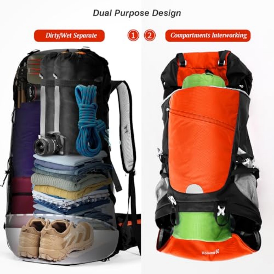50L Hiking Backpack Travel Bag - Rain Cover Backpack recensione e prezzo