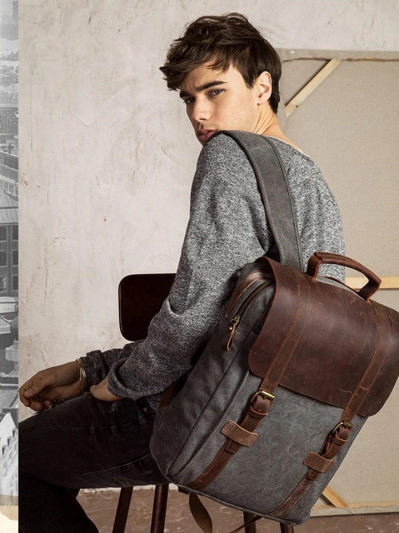 Military Canvas Leather Backpa - Rucksack Military Style recensione e prezzo