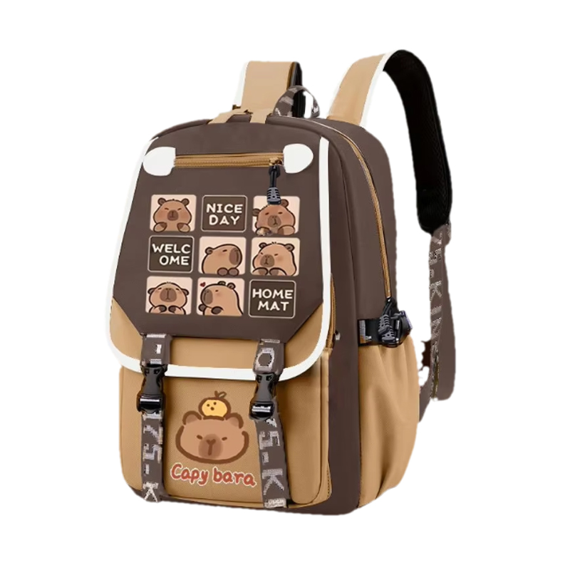 Kawaii Capybara Stylish Khaki  - School Backpack Teen recensione e prezzo