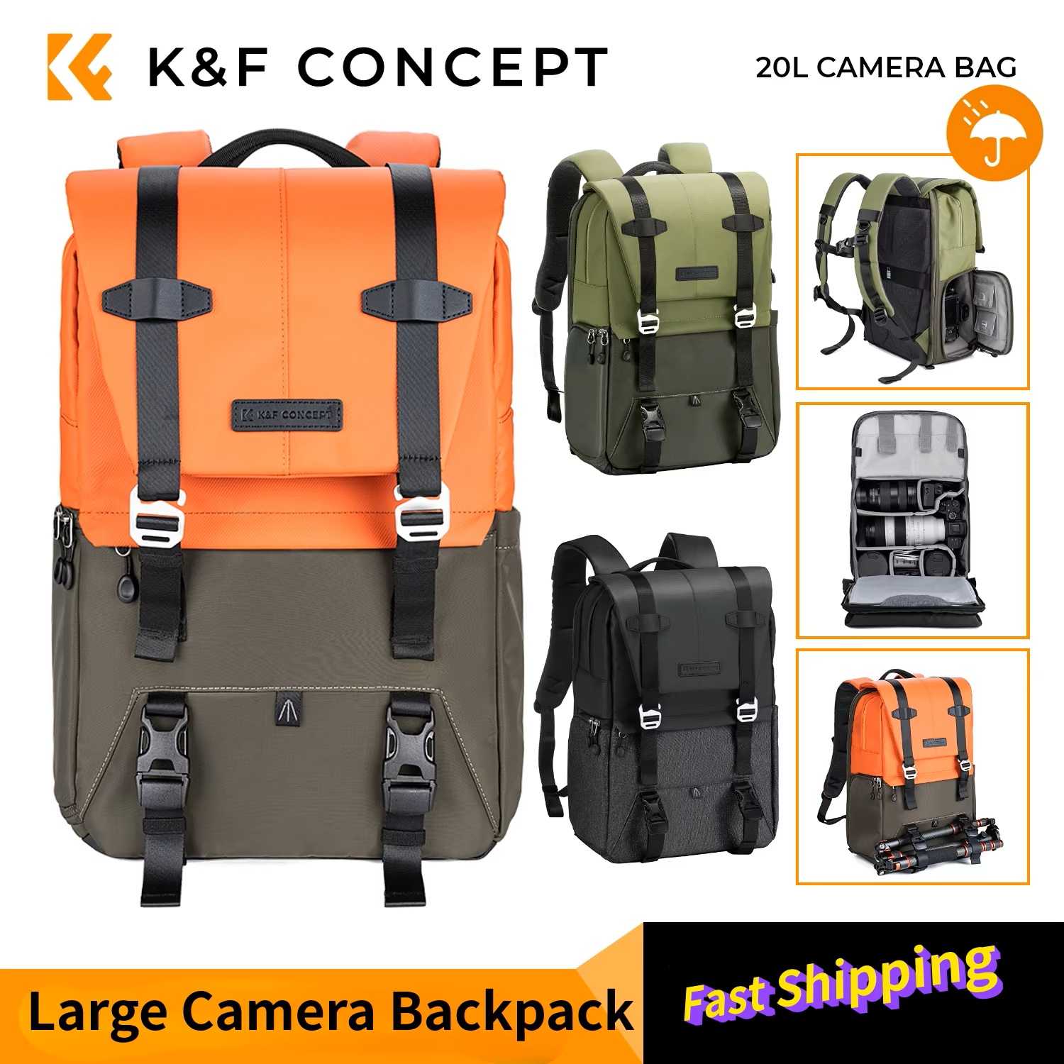 K&F CONCEPT Camera Backpack Tr - Rain Cover Backpack recensione e prezzo