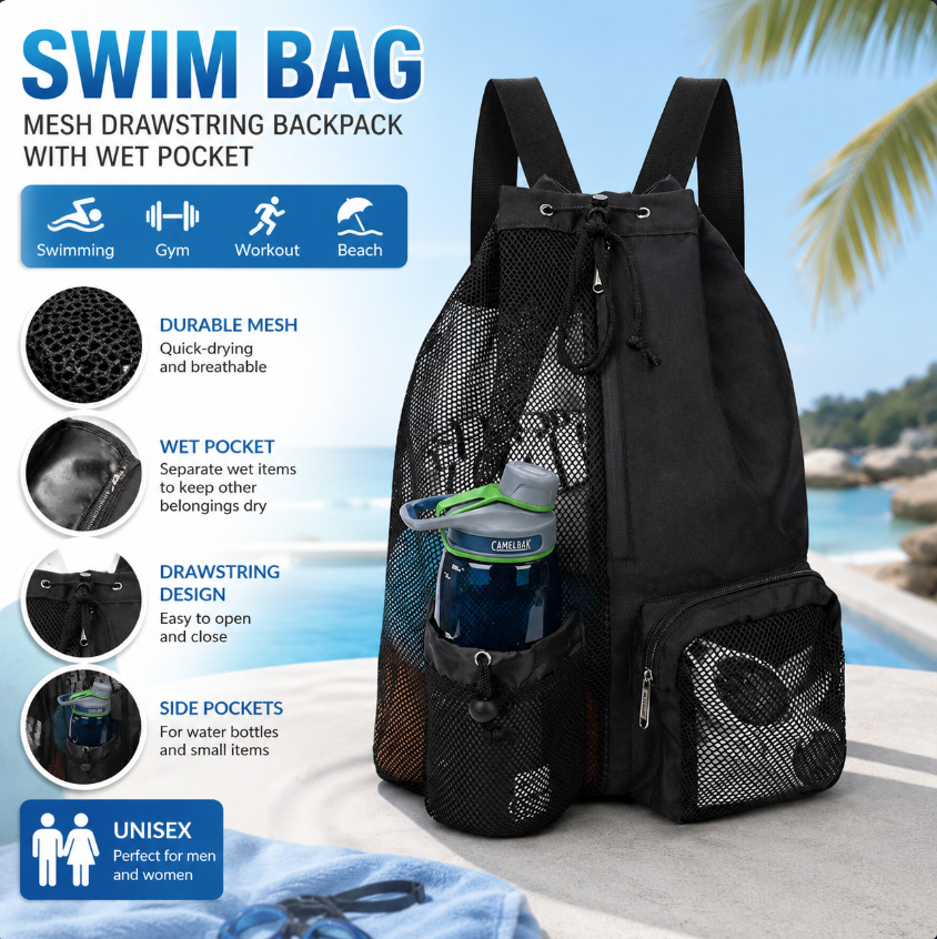 Drawstring Beach Storage Bag M - Drawstring Gym Bag recensione e prezzo