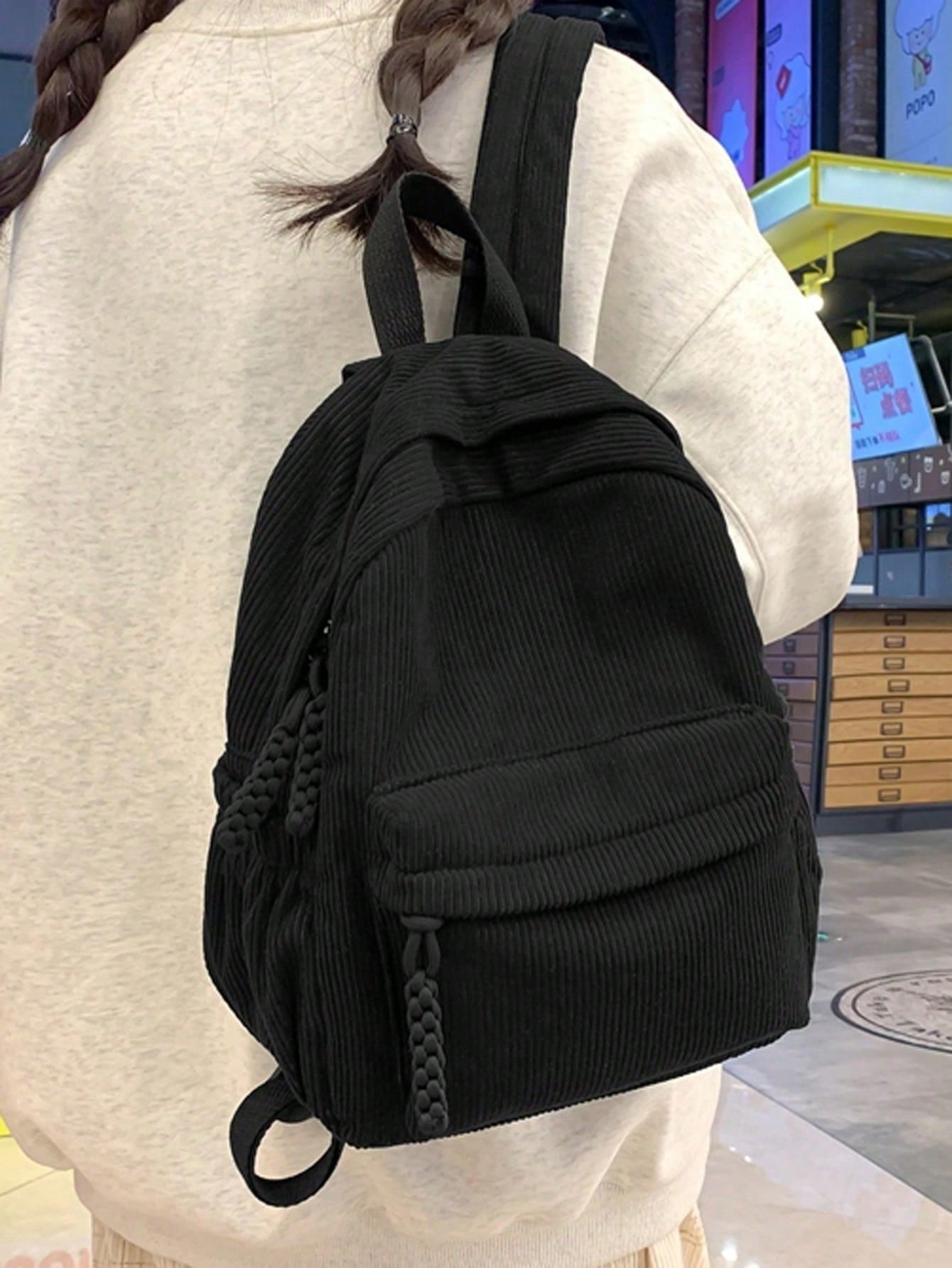 Solid Color Corduroy Fabric Fa - Fashion Backpack Women recensione e prezzo