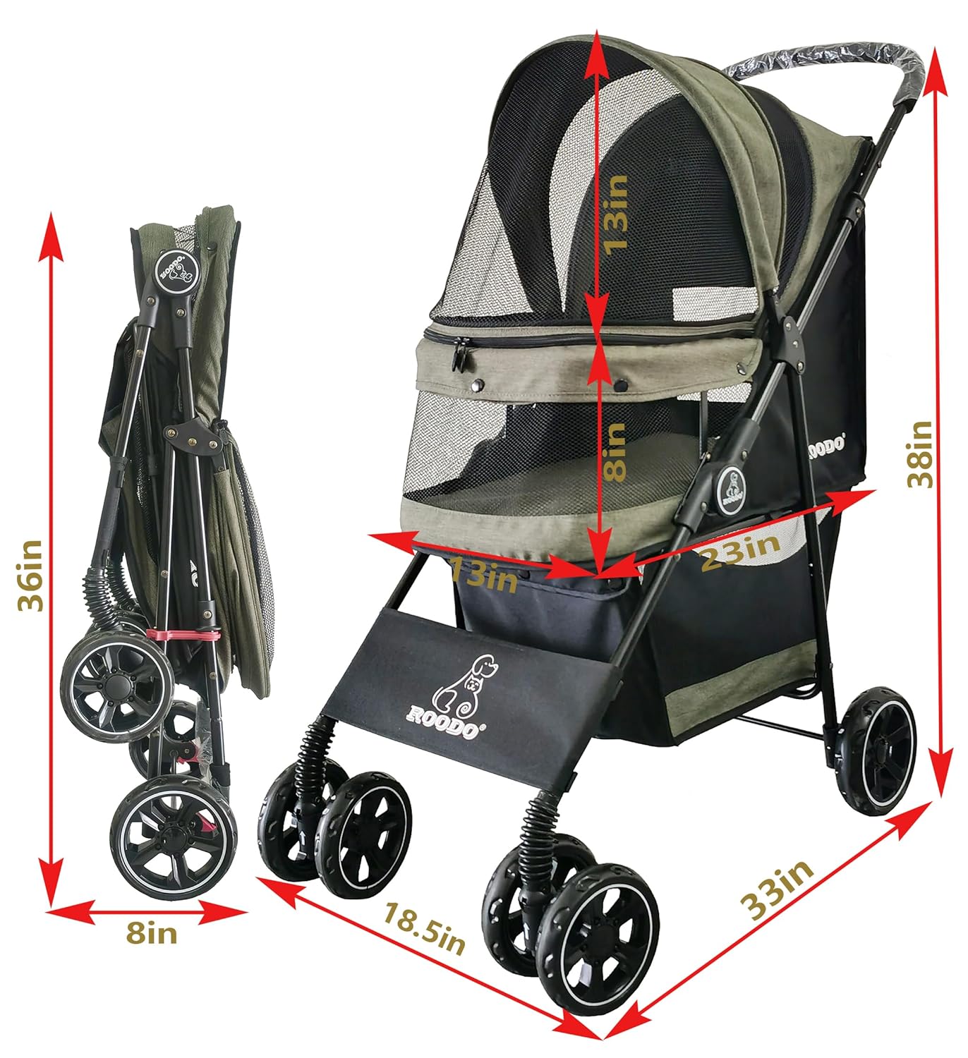 4 Wheel Dog Cat Pet Stroller,  - Foldable Backpack Small recensione e prezzo