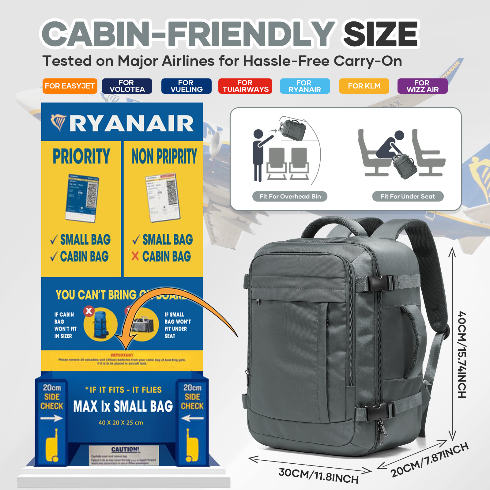 Ryanair Cabin Bags 40x30x20 Un - Canvas Backpack Casual recensione e prezzo