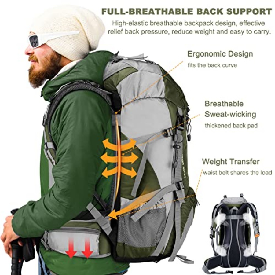 Loowoko 50L Hiking Backpack, W - Rain Cover Backpack recensione e prezzo