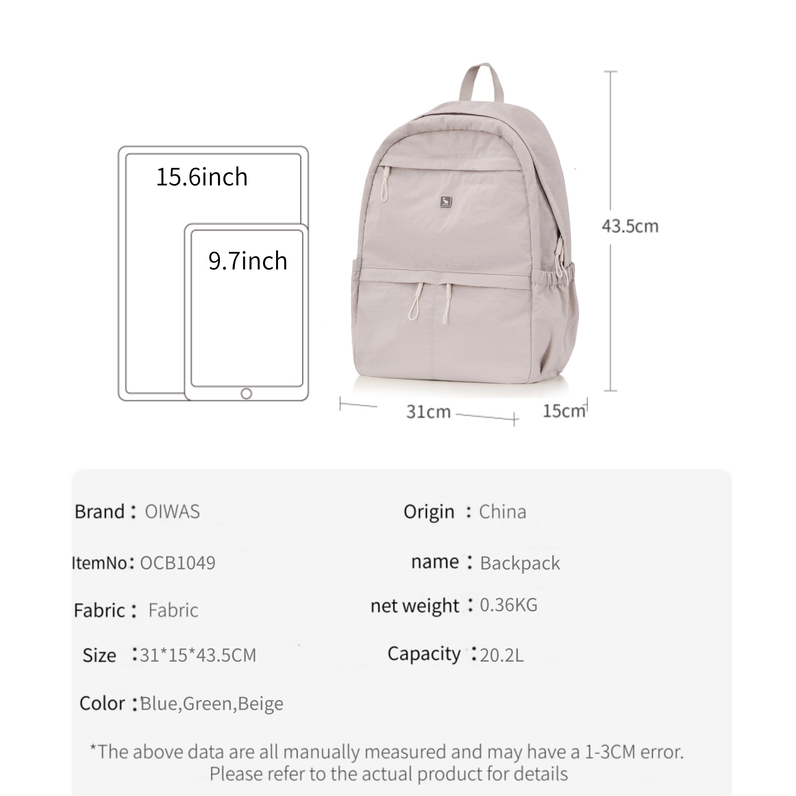 OIWAS Ultra lightweight and st - Canvas Backpack Casual recensione e prezzo
