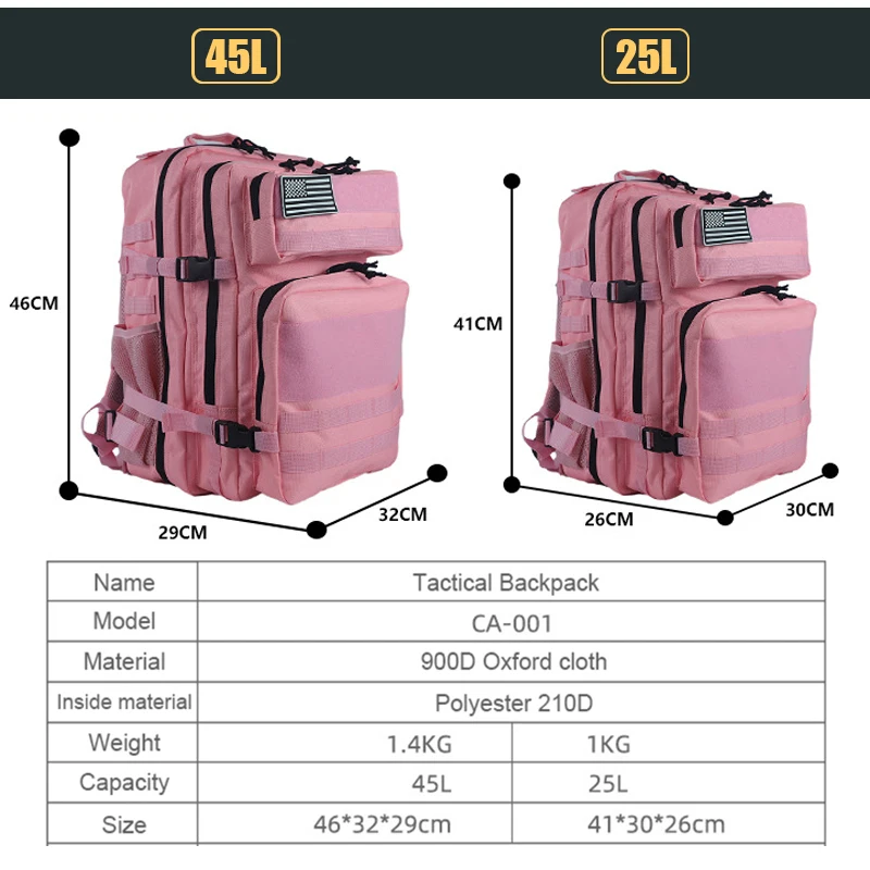 25L/45L 3P Tactical Backpack f - Urban Backpack Tactical recensione e prezzo