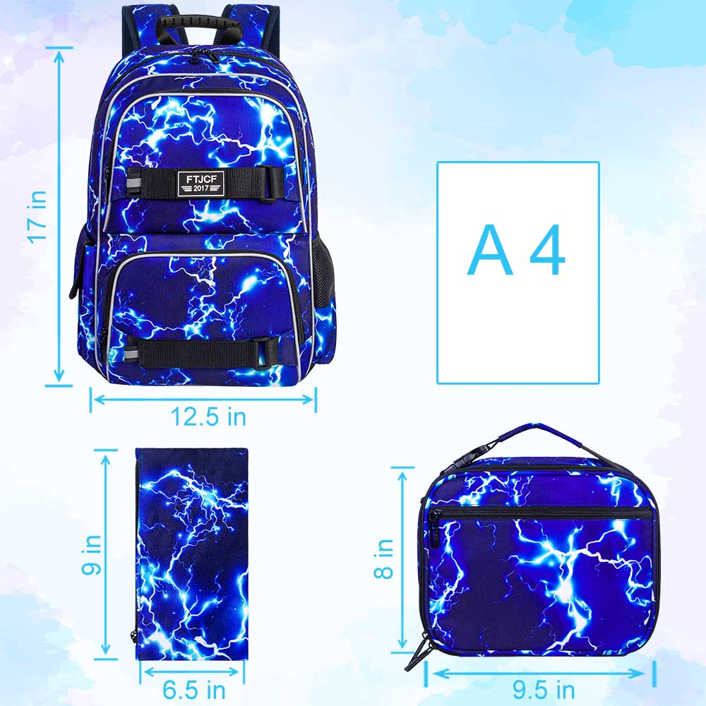 3PCS Lightning boys Backpack,  - School Backpack Teen recensione e prezzo