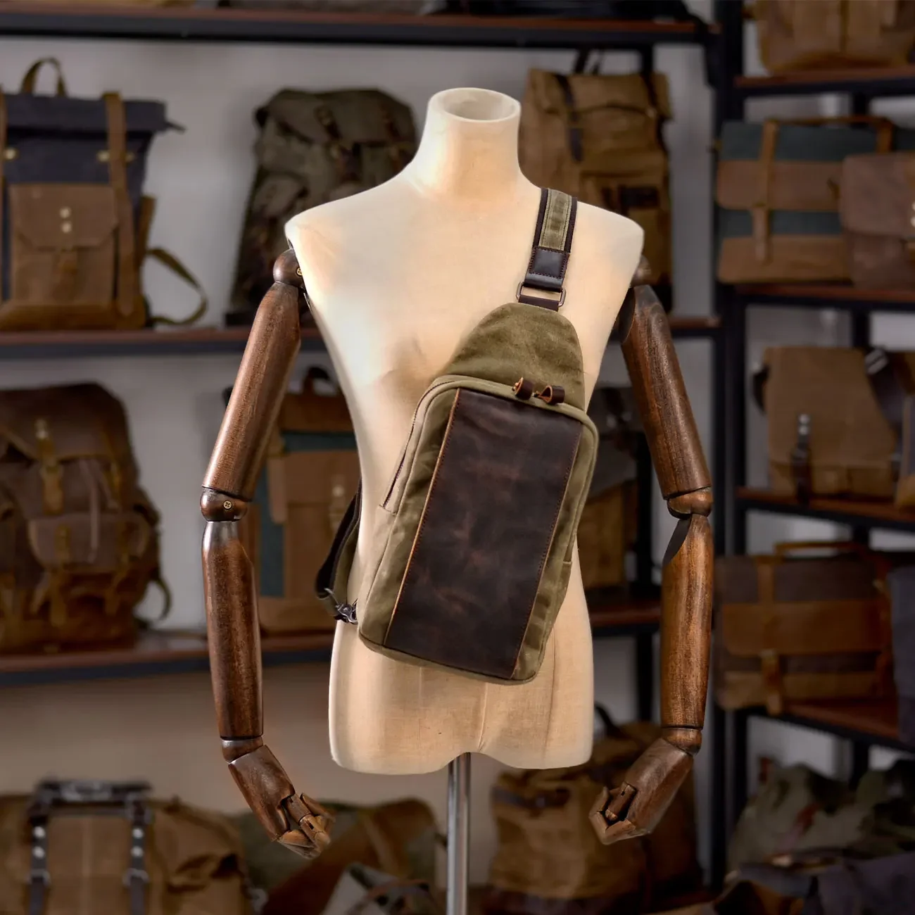 Casual Men's Vintage Waxed Can - Sling Backpack Shoulder recensione e prezzo